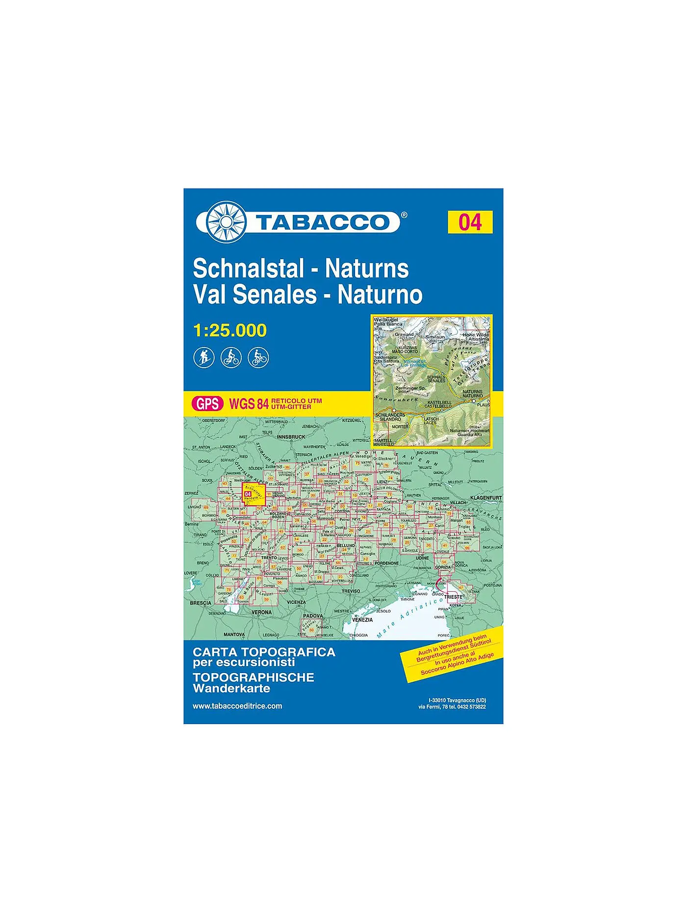 TABACCO | Wanderkarte 04, Schnalstal/Val Senales, Naturns/Naturno 1:25.000 | 